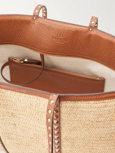 Valentino Garavani Rockstud Leather-trimmed Raffia Tote | Thumbnail 6 Valentino Garavani Rockstud Leather-trimmed Raffia Tote | Thumbnail 6
