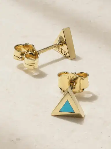 Jennifer Meyer Mini Triangle 18-karat Gold Turquoise Earrings | Thumbnail 3 Jennifer Meyer Mini Triangle 18-karat Gold Turquoise Earrings | Thumbnail 3