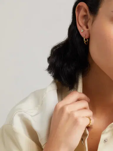 Jennifer Meyer Mini Triangle 18-karat Gold Turquoise Earrings | Thumbnail 4 Jennifer Meyer Mini Triangle 18-karat Gold Turquoise Earrings | Thumbnail 4