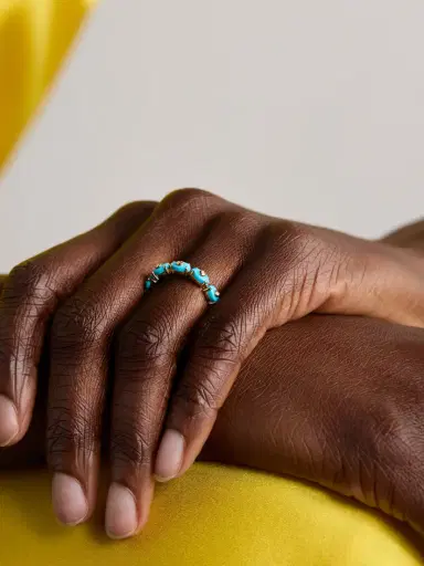 Sydney Evan Eternity 14-karat Gold, Turquoise And Diamond Ring | Thumbnail 2 Sydney Evan Eternity 14-karat Gold, Turquoise And Diamond Ring | Thumbnail 2