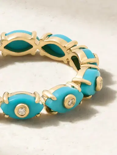 Sydney Evan Eternity 14-karat Gold, Turquoise And Diamond Ring | Thumbnail 3 Sydney Evan Eternity 14-karat Gold, Turquoise And Diamond Ring | Thumbnail 3
