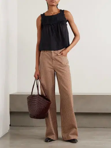 DÔEN Fidella Cropped Lace-trimmed Organic Cotton-voile Top | Thumbnail 2 DÔEN Fidella Cropped Lace-trimmed Organic Cotton-voile Top | Thumbnail 2