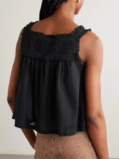 DÔEN Fidella Cropped Lace-trimmed Organic Cotton-voile Top | Thumbnail 3 DÔEN Fidella Cropped Lace-trimmed Organic Cotton-voile Top | Thumbnail 3