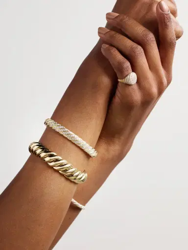 David Yurman Sculpted Cable 18-karat Gold Diamond Bracelet | Thumbnail 5 David Yurman Sculpted Cable 18-karat Gold Diamond Bracelet | Thumbnail 5