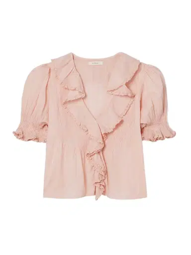 DÔEN Henri Lace-trimmed Ruffled Pintucked Organic Cotton-voile Blouse | Thumbnail 1 DÔEN Henri Lace-trimmed Ruffled Pintucked Organic Cotton-voile Blouse | Thumbnail 1
