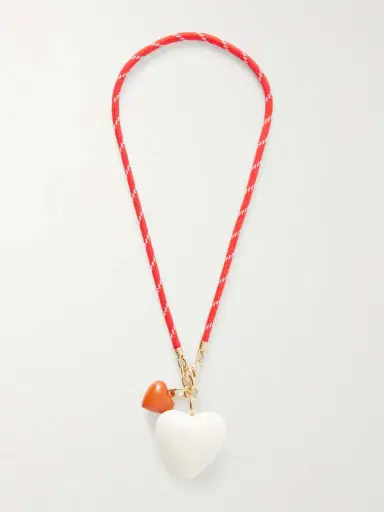 Roxanne Assoulin The Mini Puffy Heart Gold-tone, Enamel And Cord Necklace | Thumbnail 3 Roxanne Assoulin The Mini Puffy Heart Gold-tone, Enamel And Cord Necklace | Thumbnail 3