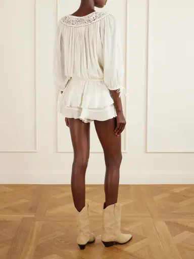 Isabel Marant Nelida Lace-trimmed Silk-gauze Blouse | Thumbnail 3 Isabel Marant Nelida Lace-trimmed Silk-gauze Blouse | Thumbnail 3