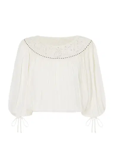 Isabel Marant Nelida Lace-trimmed Silk-gauze Blouse | Thumbnail 1 Isabel Marant Nelida Lace-trimmed Silk-gauze Blouse | Thumbnail 1