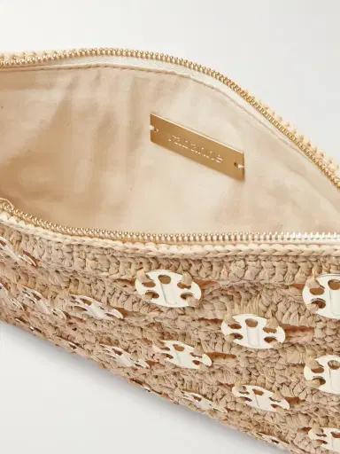 Rabanne Leather-trimmed Chainmail-embellished Raffia Pouch | Thumbnail 5 Rabanne Leather-trimmed Chainmail-embellished Raffia Pouch | Thumbnail 5