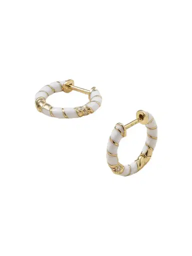 Yvonne Léon 9-karat Gold, Enamel And Diamond Hoop Earrings | Thumbnail 1 Yvonne Léon 9-karat Gold, Enamel And Diamond Hoop Earrings | Thumbnail 1