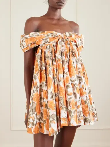 Chloé Off-the-shoulder Gathered Floral-print Cotton-poplin Mini Dress | Thumbnail 3 Chloé Off-the-shoulder Gathered Floral-print Cotton-poplin Mini Dress | Thumbnail 3