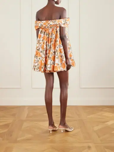 Chloé Off-the-shoulder Gathered Floral-print Cotton-poplin Mini Dress | Thumbnail 4 Chloé Off-the-shoulder Gathered Floral-print Cotton-poplin Mini Dress | Thumbnail 4
