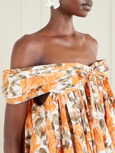 Chloé Off-the-shoulder Gathered Floral-print Cotton-poplin Mini Dress | Thumbnail 5 Chloé Off-the-shoulder Gathered Floral-print Cotton-poplin Mini Dress | Thumbnail 5