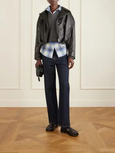 Loewe Cropped Buckled Leather Biker Jacket | Thumbnail 2 Loewe Cropped Buckled Leather Biker Jacket | Thumbnail 2