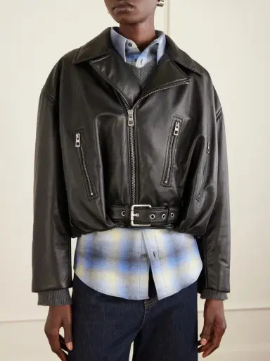 Loewe Cropped Buckled Leather Biker Jacket | Thumbnail 3 Loewe Cropped Buckled Leather Biker Jacket | Thumbnail 3