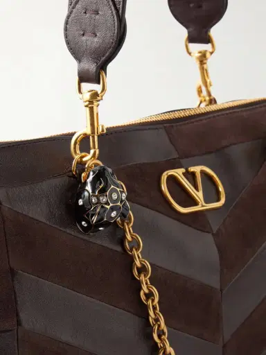 Valentino Garavani Panthea Medium Embellished Patchwork Leather And Suede Shoulder Bag | Thumbnail 5 Valentino Garavani Panthea Medium Embellished Patchwork Leather And Suede Shoulder Bag | Thumbnail 5
