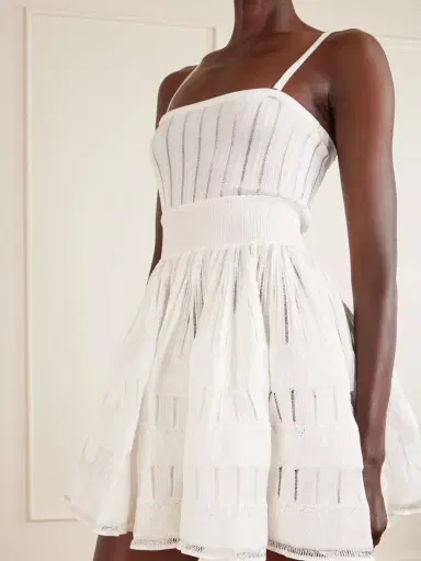 Alaïa Tiered Pointelle-knit Mini Dress | Thumbnail 4 Alaïa Tiered Pointelle-knit Mini Dress | Thumbnail 4