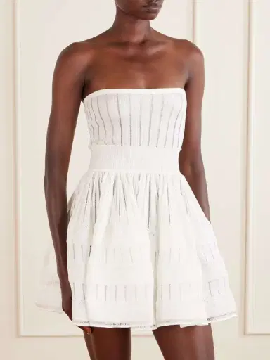 Alaïa Tiered Pointelle-knit Mini Dress | Thumbnail 5 Alaïa Tiered Pointelle-knit Mini Dress | Thumbnail 5