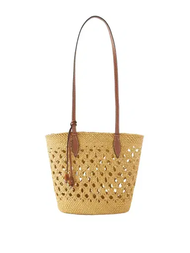 Hunting Season Lattice Basket Leather-trimmed Raffia Tote | Thumbnail 1 Hunting Season Lattice Basket Leather-trimmed Raffia Tote | Thumbnail 1