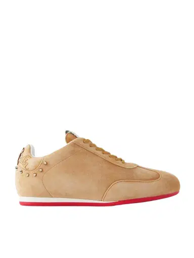 Christian Louboutin Eleonora Studded Leather-trimmed Suede Sneakers | Thumbnail 1 Christian Louboutin Eleonora Studded Leather-trimmed Suede Sneakers | Thumbnail 1