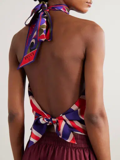 PUCCI Printed Silk-twill Halterneck Top | Thumbnail 3 PUCCI Printed Silk-twill Halterneck Top | Thumbnail 3