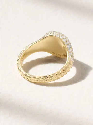 David Yurman Mini Chevron 18-karat Gold Diamond Pinky Ring | Thumbnail 3 David Yurman Mini Chevron 18-karat Gold Diamond Pinky Ring | Thumbnail 3
