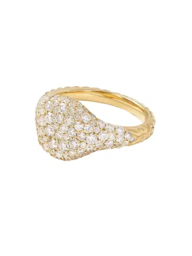 David Yurman Mini Chevron 18-karat Gold Diamond Pinky Ring | Thumbnail 1 David Yurman Mini Chevron 18-karat Gold Diamond Pinky Ring | Thumbnail 1