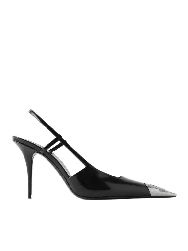 Saint Laurent Jeanne Embellished Glossed-leather Slingback Pumps | Thumbnail 1 Saint Laurent Jeanne Embellished Glossed-leather Slingback Pumps | Thumbnail 1
