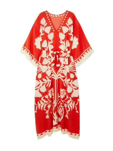 Eres Holi Belted Printed Silk Crepe De Chine Cover-up | Thumbnail 1 Eres Holi Belted Printed Silk Crepe De Chine Cover-up | Thumbnail 1