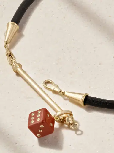 Marie Lichtenberg Lasso, Jasper Dado And Bonne Chance Jumbo 18-karat Gold, Ebony And Diamond Leather Necklace | Thumbnail 4 Marie Lichtenberg Lasso, Jasper Dado And Bonne Chance Jumbo 18-karat Gold, Ebony And Diamond Leather Necklace | Thumbnail 4