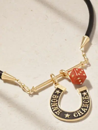 Marie Lichtenberg Lasso, Jasper Dado And Bonne Chance Jumbo 18-karat Gold, Ebony And Diamond Leather Necklace | Thumbnail 5 Marie Lichtenberg Lasso, Jasper Dado And Bonne Chance Jumbo 18-karat Gold, Ebony And Diamond Leather Necklace | Thumbnail 5