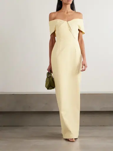 Rebecca Vallance Aubriella Off-the-shoulder Satin-trimmed Crepe Gown | Thumbnail 2 Rebecca Vallance Aubriella Off-the-shoulder Satin-trimmed Crepe Gown | Thumbnail 2
