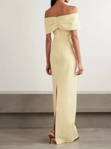 Rebecca Vallance Aubriella Off-the-shoulder Satin-trimmed Crepe Gown | Thumbnail 3 Rebecca Vallance Aubriella Off-the-shoulder Satin-trimmed Crepe Gown | Thumbnail 3