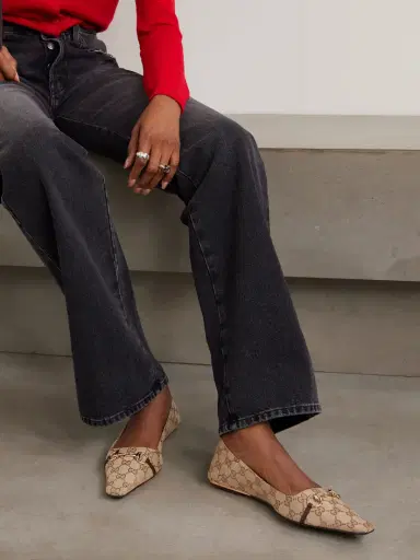 Gucci Vittoria Horsebit-detailed Leather-trimmed Canvas-jacquard Ballet Flats | Thumbnail 2 Gucci Vittoria Horsebit-detailed Leather-trimmed Canvas-jacquard Ballet Flats | Thumbnail 2