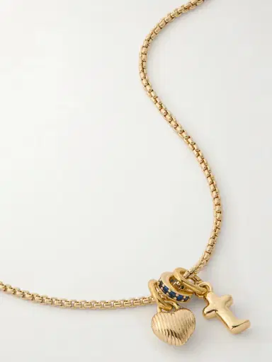 Roxanne Assoulin The Itsy Bitsy Initial Gold-tone Sapphire Necklace | Thumbnail 4 Roxanne Assoulin The Itsy Bitsy Initial Gold-tone Sapphire Necklace | Thumbnail 4