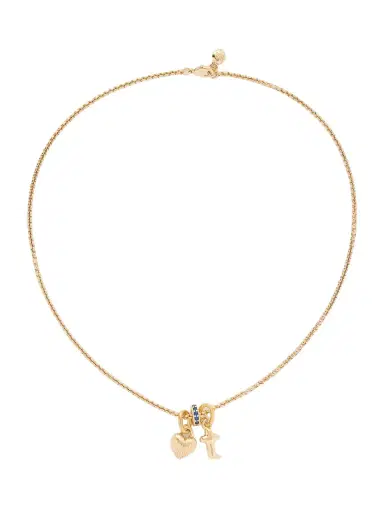 Roxanne Assoulin The Itsy Bitsy Initial Gold-tone Sapphire Necklace | Thumbnail 1 Roxanne Assoulin The Itsy Bitsy Initial Gold-tone Sapphire Necklace | Thumbnail 1