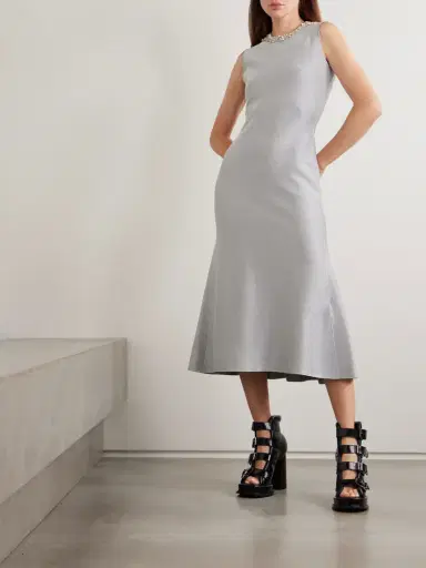 McQueen Embellished Metallic Stretch-knit Midi Dress | Thumbnail 2 McQueen Embellished Metallic Stretch-knit Midi Dress | Thumbnail 2