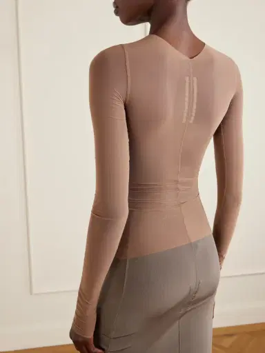 Rick Owens Ruched Stretch-mesh T-shirt | Thumbnail 3 Rick Owens Ruched Stretch-mesh T-shirt | Thumbnail 3