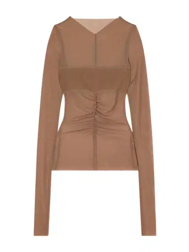 Rick Owens Ruched Stretch-mesh T-shirt | Thumbnail 1 Rick Owens Ruched Stretch-mesh T-shirt | Thumbnail 1