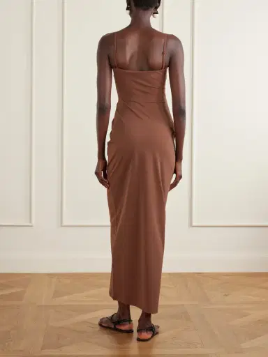 Christopher Esber Arced Ruched Satin Maxi Dress | Thumbnail 3 Christopher Esber Arced Ruched Satin Maxi Dress | Thumbnail 3