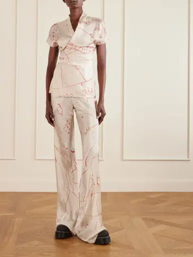 Rick Owens Printed Satin-twill Wrap Top | Thumbnail 2 Rick Owens Printed Satin-twill Wrap Top | Thumbnail 2