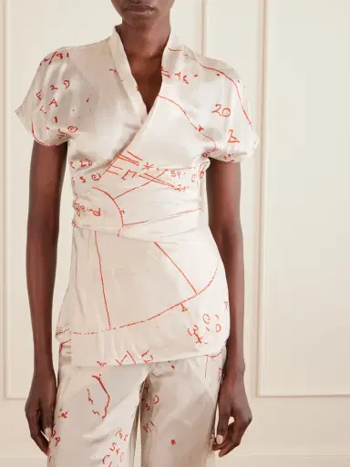 Rick Owens Printed Satin-twill Wrap Top | Thumbnail 3 Rick Owens Printed Satin-twill Wrap Top | Thumbnail 3