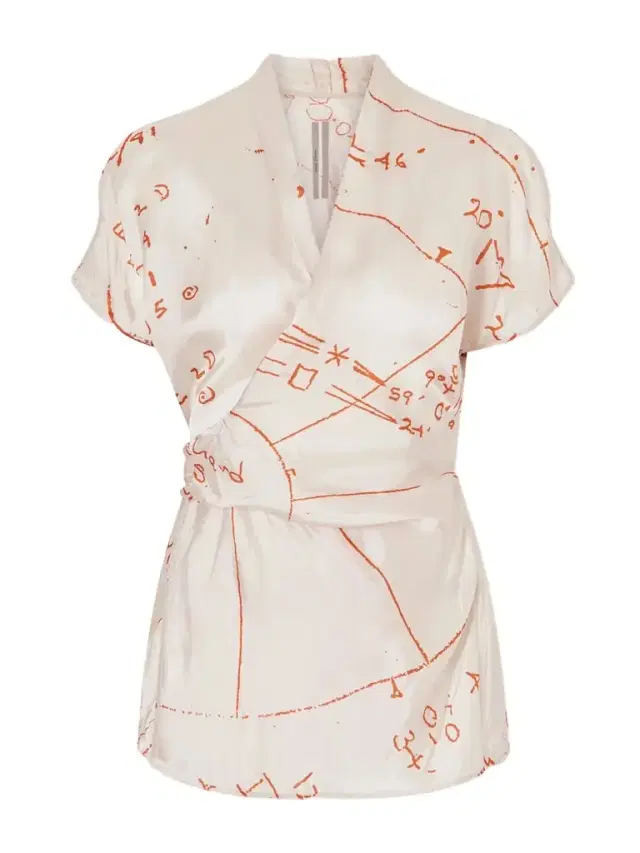 Printed Satin-twill Wrap Top Printed Satin-twill Wrap Top