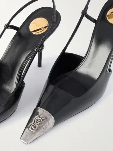 Saint Laurent Jeanne Embellished Glossed-leather Slingback Pumps | Thumbnail 5 Saint Laurent Jeanne Embellished Glossed-leather Slingback Pumps | Thumbnail 5
