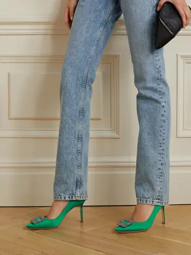 Manolo Blahnik Hangisi 90 Crystal-embellished Satin Pumps | Thumbnail 2 Manolo Blahnik Hangisi 90 Crystal-embellished Satin Pumps | Thumbnail 2