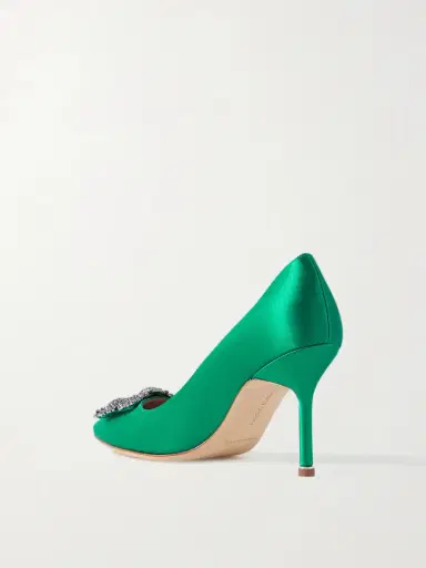 Manolo Blahnik Hangisi 90 Crystal-embellished Satin Pumps | Thumbnail 3 Manolo Blahnik Hangisi 90 Crystal-embellished Satin Pumps | Thumbnail 3