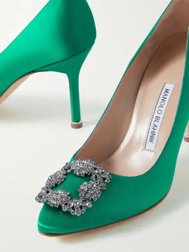 Manolo Blahnik Hangisi 90 Crystal-embellished Satin Pumps | Thumbnail 4 Manolo Blahnik Hangisi 90 Crystal-embellished Satin Pumps | Thumbnail 4