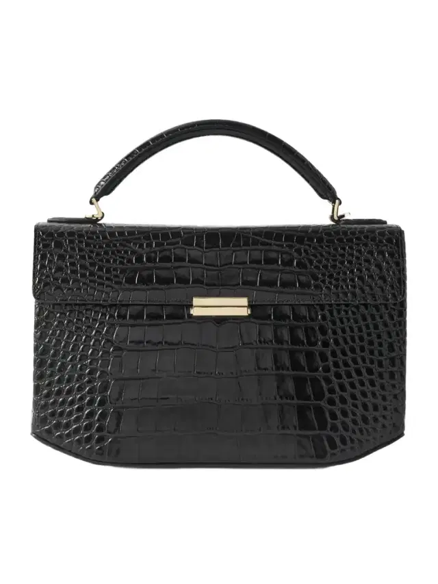 Clip Croc-effect Leather Shoulder Bag Clip Croc-effect Leather Shoulder Bag