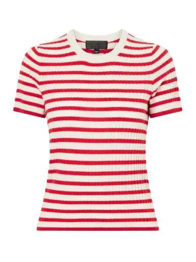 Nili Lotan Alita Striped Cashmere T-shirt | Thumbnail 1 Nili Lotan Alita Striped Cashmere T-shirt | Thumbnail 1