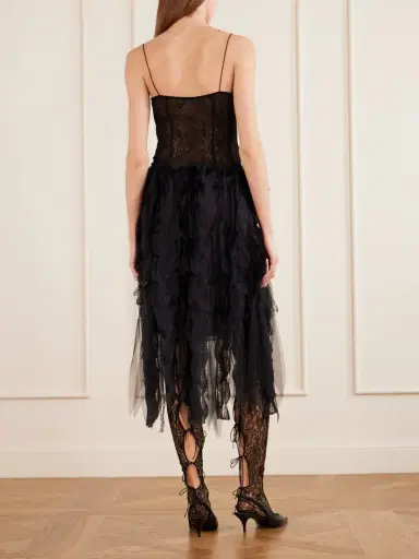 Pauline Dujancourt Tulle-trimmed Brushed-knit Midi Skirt | Thumbnail 3 Pauline Dujancourt Tulle-trimmed Brushed-knit Midi Skirt | Thumbnail 3